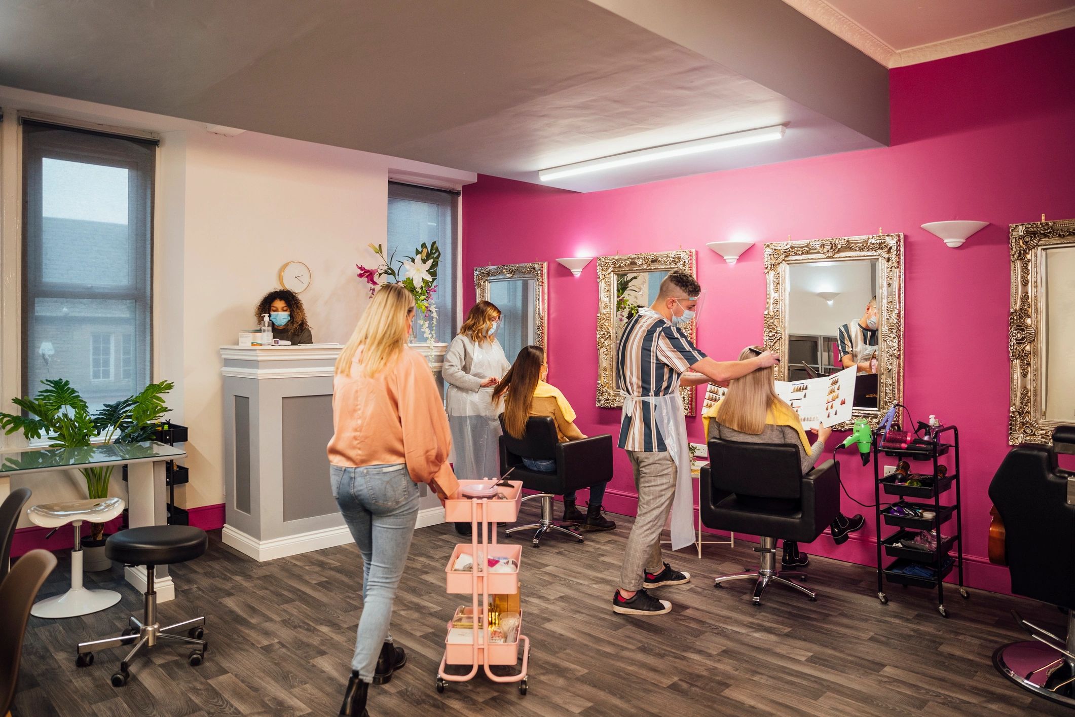 Busy beauty academy or salon training environment